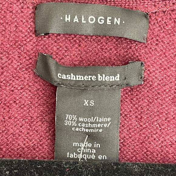 Halogen Rib Knit Wool & Cashmere Cardigan In Red Tannin Size XS NWT - Picture 10 of 10